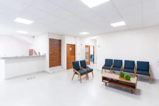 Bright clinical reception area at Prowess addiction recovery centre with modern seating and a welcoming atmosphere.