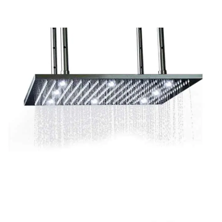 Modern LED ceiling shower light with water cascade feature for enhanced bathroom lighting and ambiance.