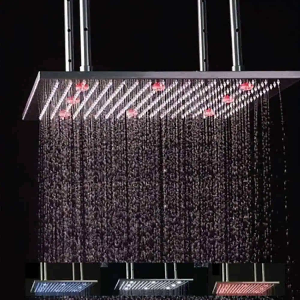 Illuminated modern LED cityscape art installation with colourful lighting effects and intricate light patterns in urban environment.