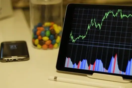 Stock market graph showcasing financial growth on a tablet device.