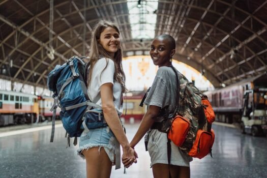 female backpackers