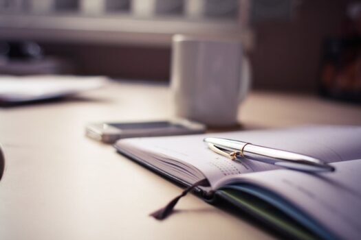 notebook and coffee