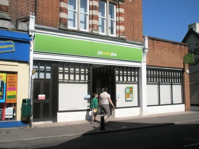 Jobcentre Plus office providing employment support services and job advice in the UK high street.