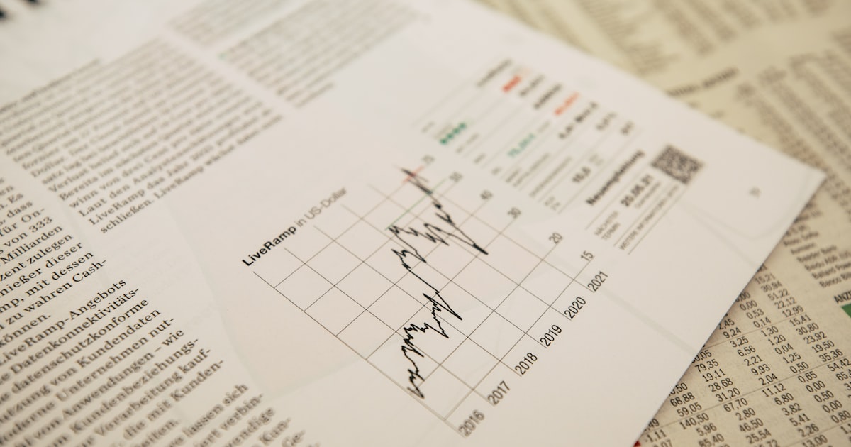 financial newspaper with stock chart