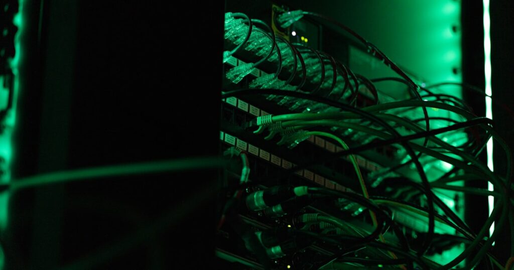 a close up of a rack of computer equipment