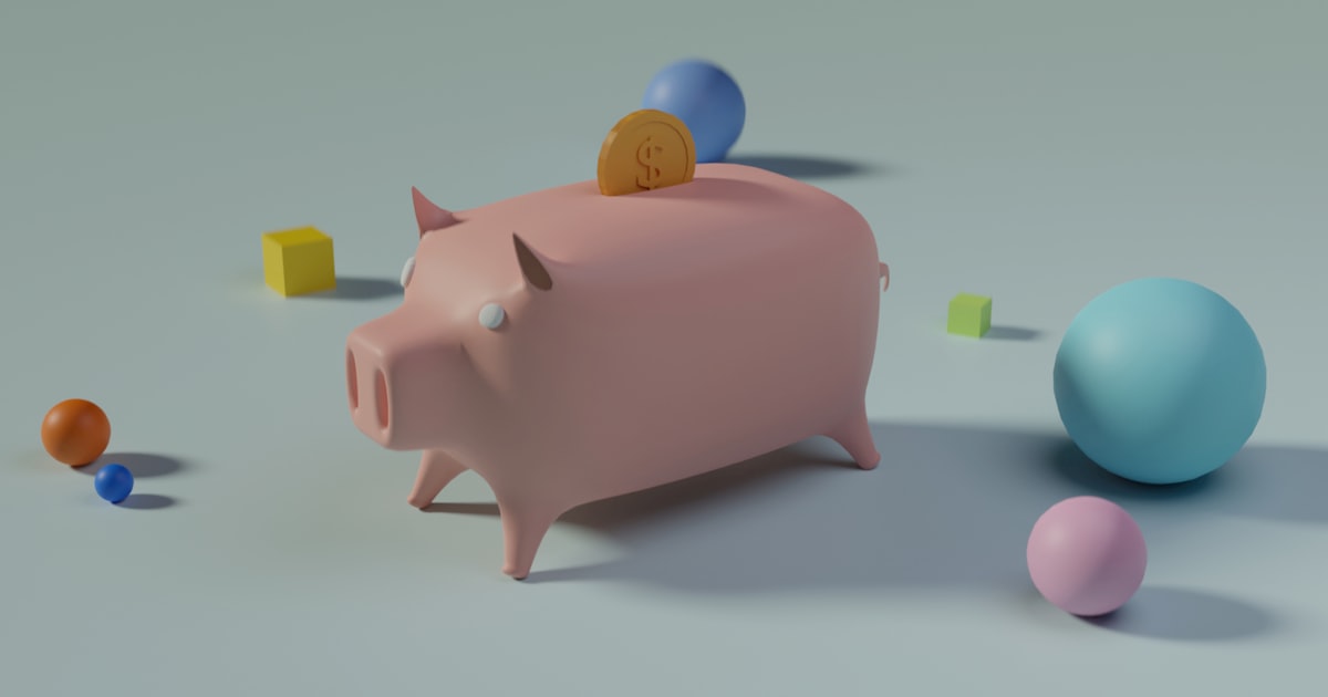 a piggy bank with colorful eggs