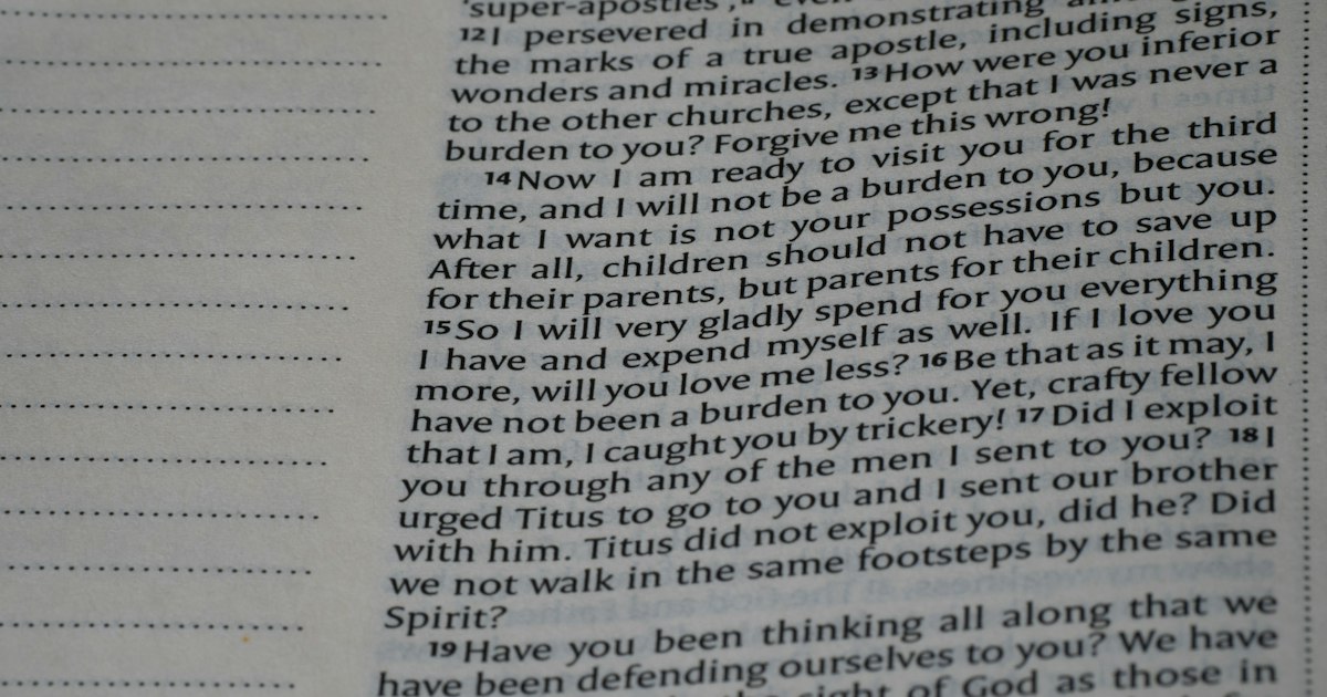 close up, bokeh, bible, new testament, christian, history, text, reading, bible study, devotions, christianity, scripture, epistle, letter, corinthians, 2 corinthians, reproach, letter of tears, weakness, suffering, apostleship, polemic,