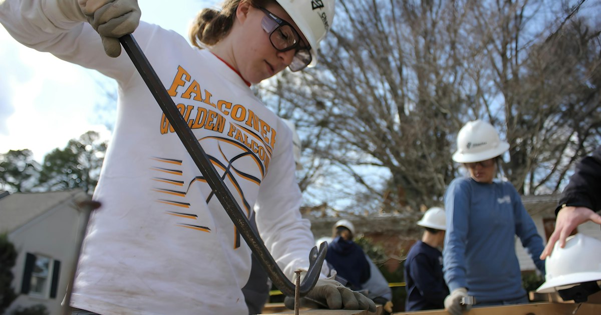 Construction crew on a Habitat for Humanity site.