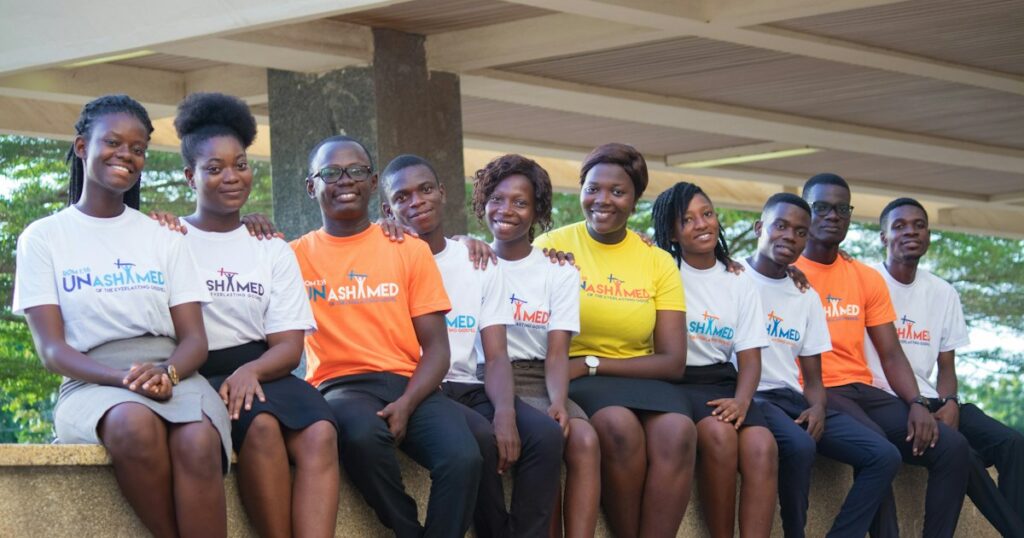 Team of young african Christian Student Missionaries